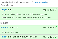 screenshot: update status module