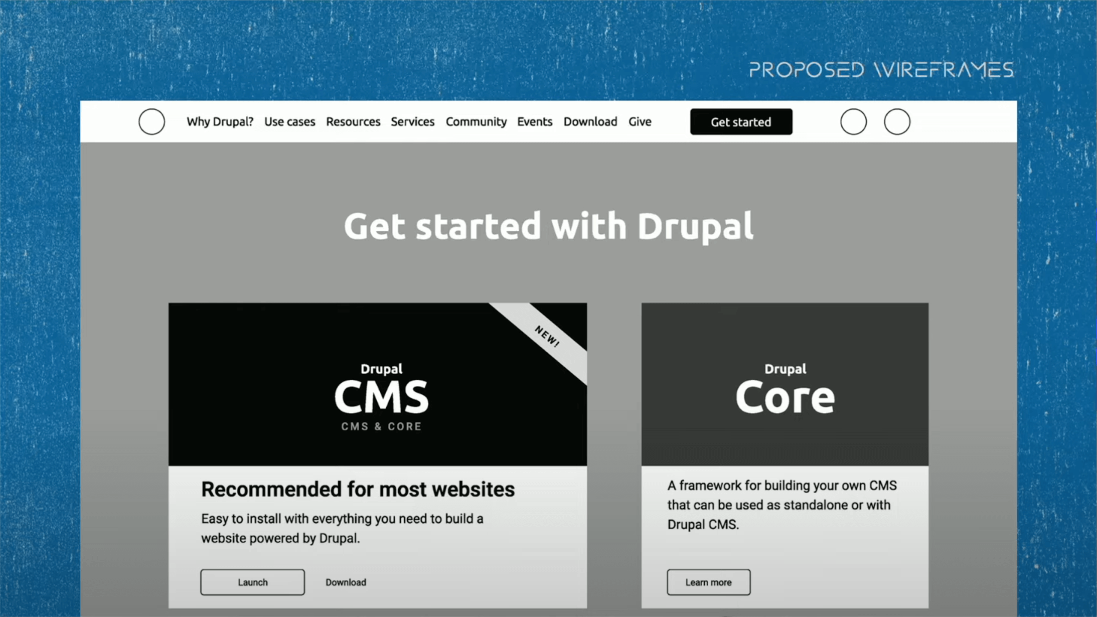 Tervezet a Drupal Starshot megjelenítésére a Drupal.org címlapján